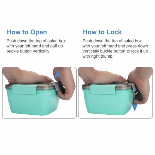 Freshmage 56oz Lunch Container To Go - Salad Bowl with 3 Compartments and Dressing Container for Toppings and Snacks - Unisex (Green)