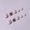 24 Pcs Black French Tips Fake Toenails Press On Nails Short Square, 3D Black Bow Decoration Fake Toe Nails For Women Summer Decoration Nail Supplies