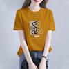 Summer Cotton Painting Bears T-shirt Women New O-collar Short Sleeve Loose Casual Letter High Quality Ventilate Lady Top