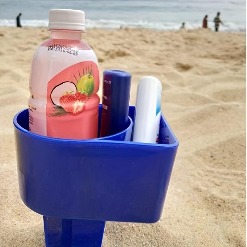 

Beach Cup Holder with Phone Snack Tray - Durable Stackable Drink Coasters for Sand, Picnic синий