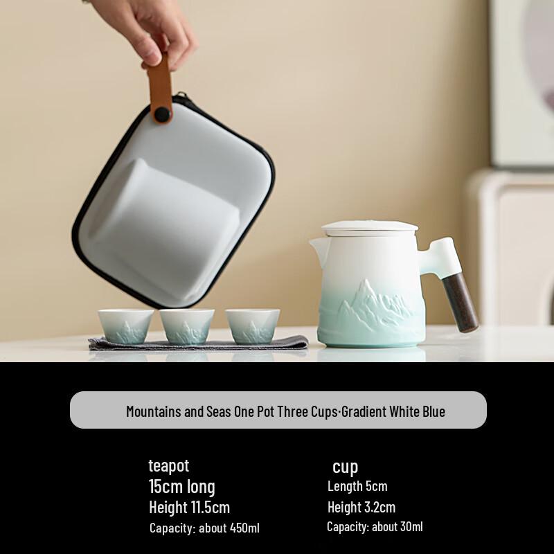 Ink Wash Gradient Ceramic Travel Tea Set