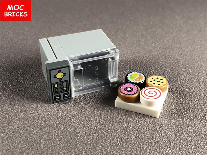 Non-Toxic Set Moc Bricks Diy Microwave Oven Food Biscuits Sushi Donut Sugar Educational Building Blocks Toys For Children Xmas Gifts