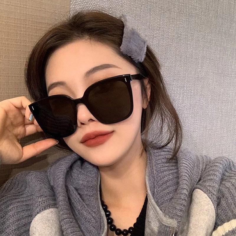 Korean Fashion Black Square Frame UV400 Sunglasses Unisex Trendy Street Style