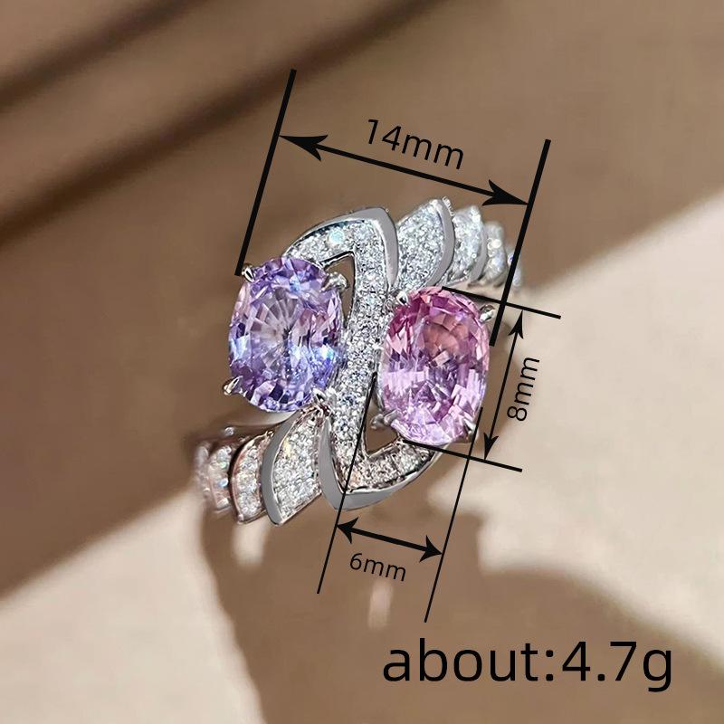 Charming Purple/Pink Cubic Zirconia Women Rings Romantic Bridal Wedding Accessories Sparkling Rings Party Fashion Jewelry