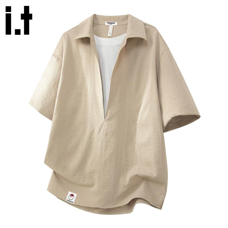 CHOCOOLATE Men s Faux Layer Lapel Cooling T-Shirt 2XL