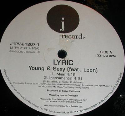 12inch Record LYRIC, LOON - Young & Sexy J1PV212071 J Records 2002 US Rap & Hip-Hop/R&B Used