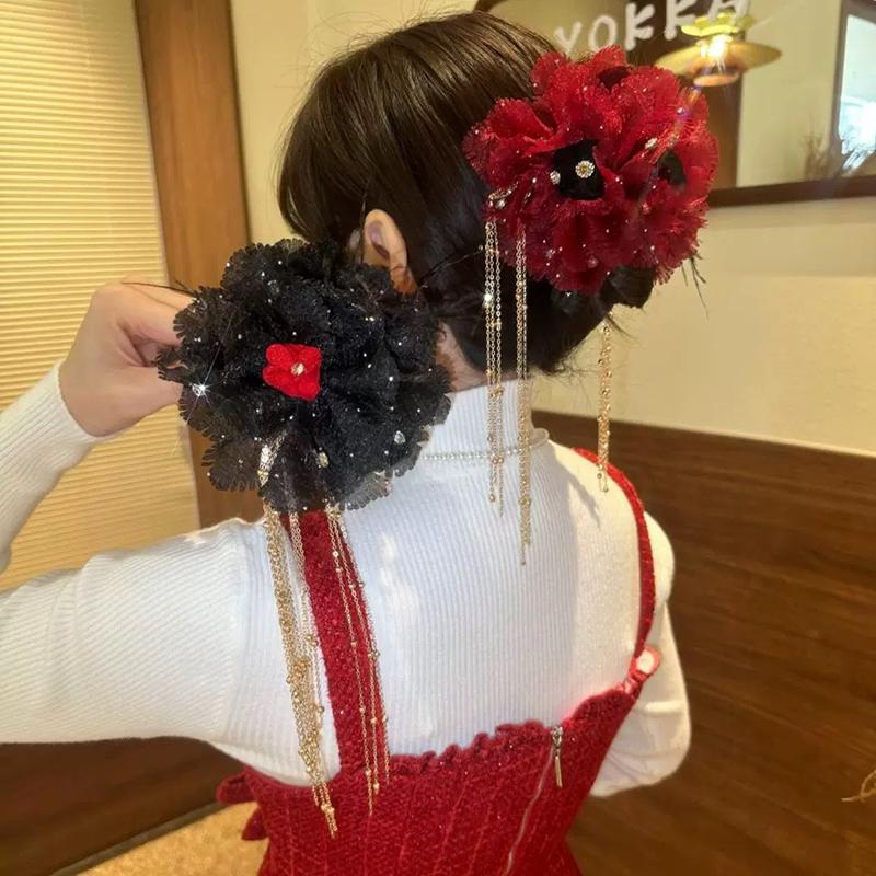 Elegant Tassels Floral Hair Clip For Women Girls Versatile Tassel Shark Clip  Ponytail Hair Clip Exquisite Hair Accessory
