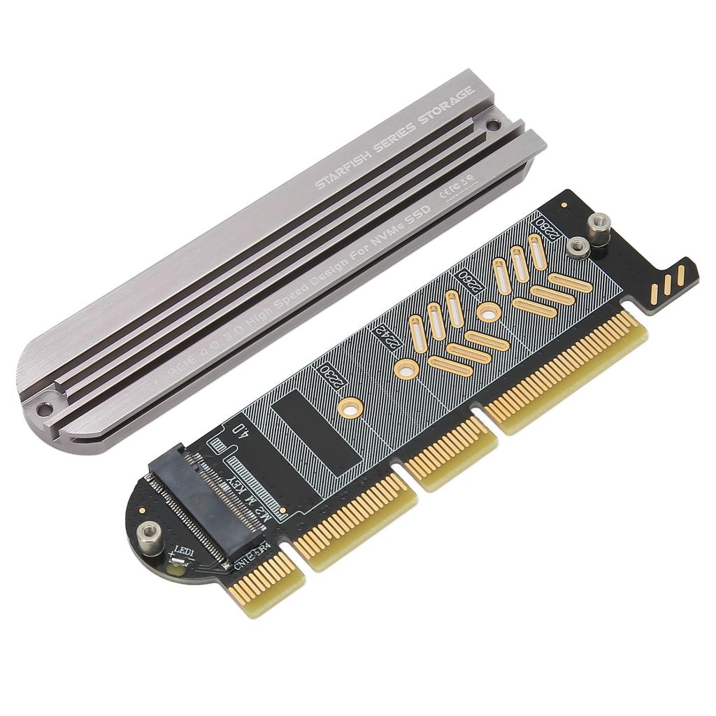 M.2 NVMe SSD To PCIe Adapter PCIe 4.0 Aluminium Alloy Plug and Play M.2 PCIe Adapter Card for Desktop X16 Slot