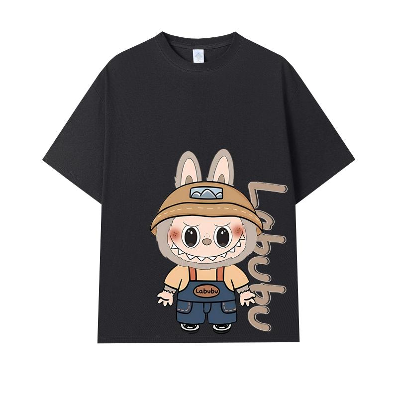 Cartoon Monster Elf Labubu Kids Printed T-shirt Summer Men's and Women's Casual Outdoor Girl Short Sleeved T-shirt Top