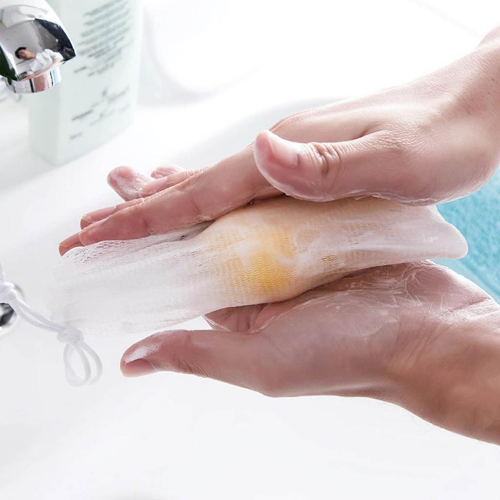 Mesh Foaming Pouch For Soap Drawstring Design For Easy Use Quick Drying Comfortable Texture For Home Bathing Lathering Soap Net For Handmade Bars