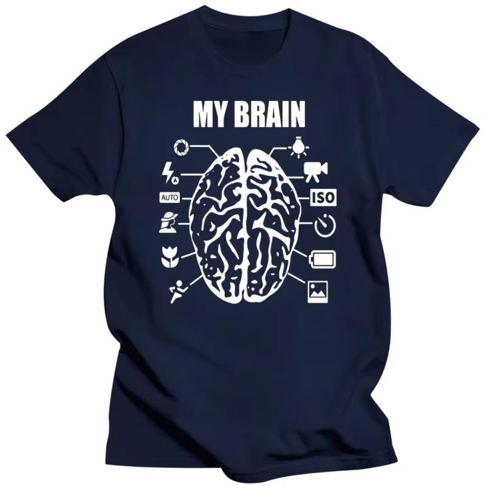 Novelty Vintage Photographer Brain T-Shirt Mens Short Sleeves Streetwear Hip Hop Printed T Shirts Top Tees