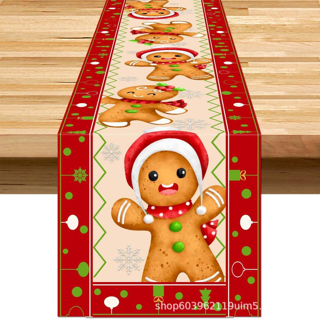 Christmas Table Runner with Santa and Tree Design