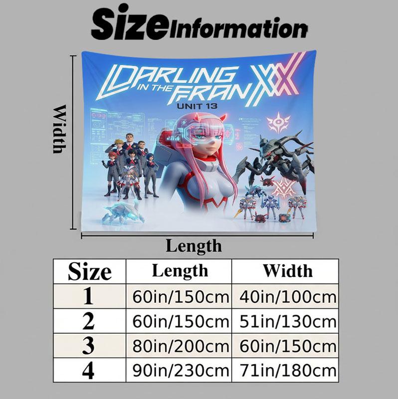 Franxx Wall Tapestry Aesthetic Wall Hanging Printed Fabric Blanket Decorative Tapestries For Bedroom Living Room Home Decor