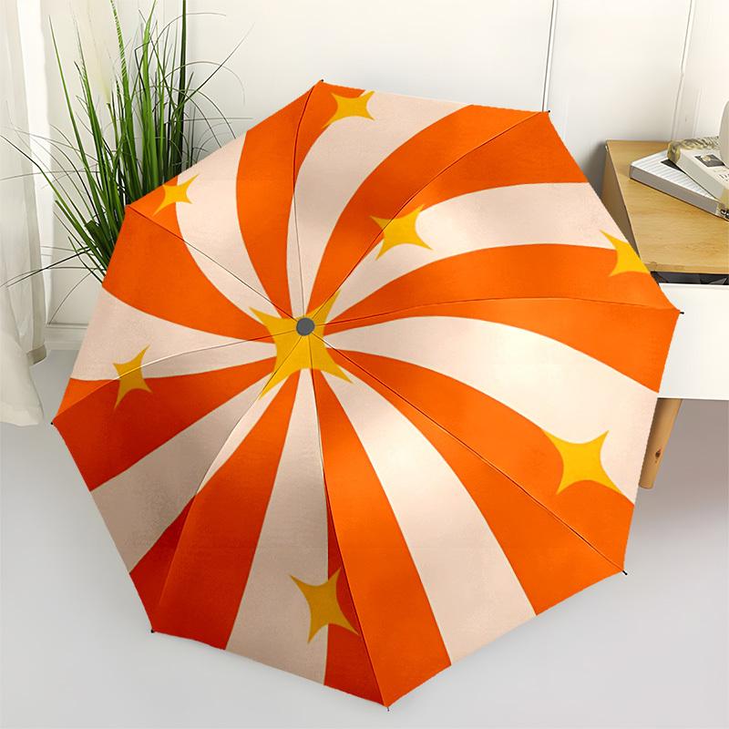 1PC Candy Swirl Automatic Folding Umbrella Portable Collapsible 8-Rib Umbrella for All Seasons, Casual Outdoor Accessory, A33