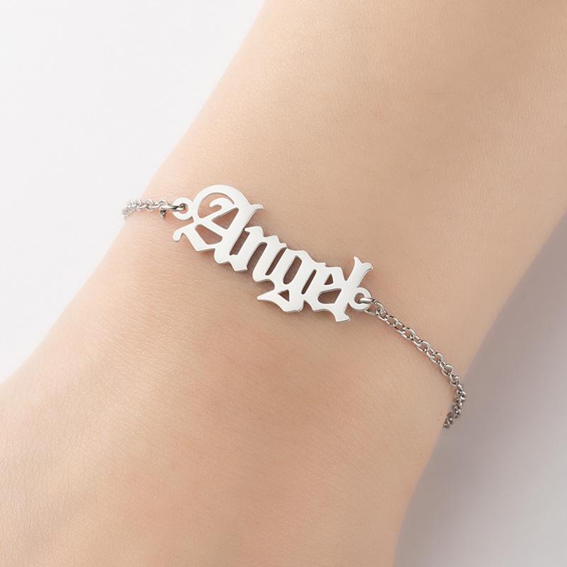 European & American Fashion Angel Letter Pendant Stainless Steel Bracelet