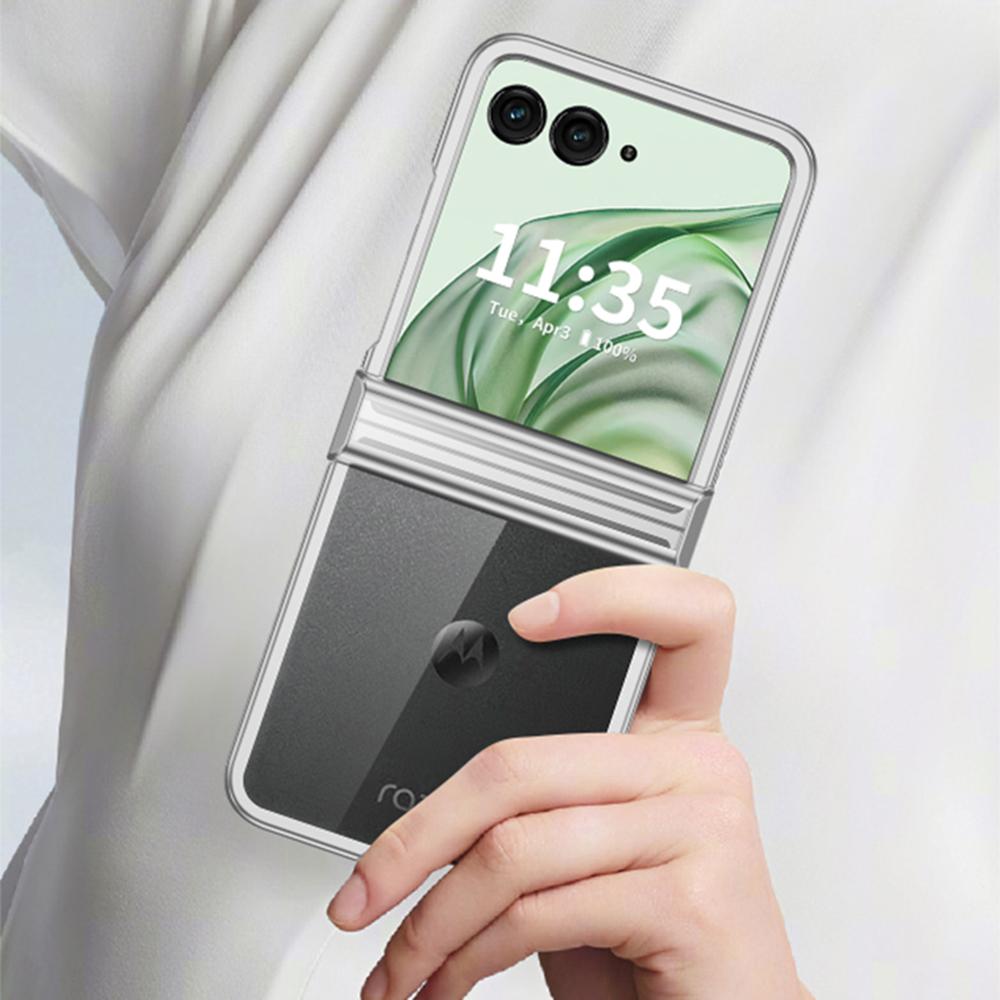 For Motorola Razr 50 Ultra 5G Clear Case Hinge Design Electroplating PC Phone Cover