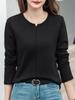 Women's Casual Long-Sleeve Thick Slimming Loose Solid Base Layer Top for Autumn/Winter