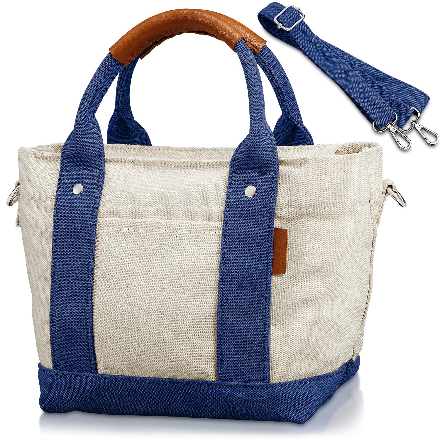 

Мини-сумка-тоут с разделителями Холщовая сумка-тоут для женщин и Холщовая сумка через плечо [Encore] [Ручка, обернутая кожей с высоким внешним видом] Мужчины, 2-сторонняя,