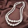 White Faux Pearl Necklace Ladies 2 Strands Beads Choker Elegant Layered Necklace Jewelry for Dating Weddings Parties