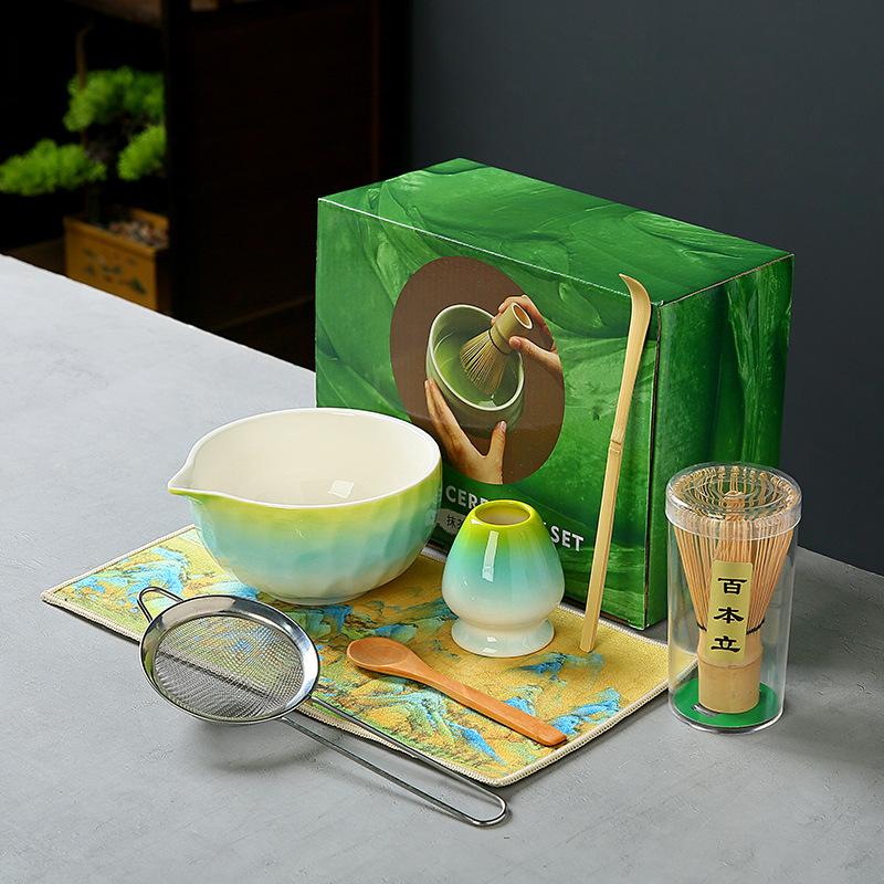 Matcha Whisk Set for Beginners Elegant Bamboo Wood Japanese Matcha Tea Making Kit with Whisk Holder Scoop Sifter