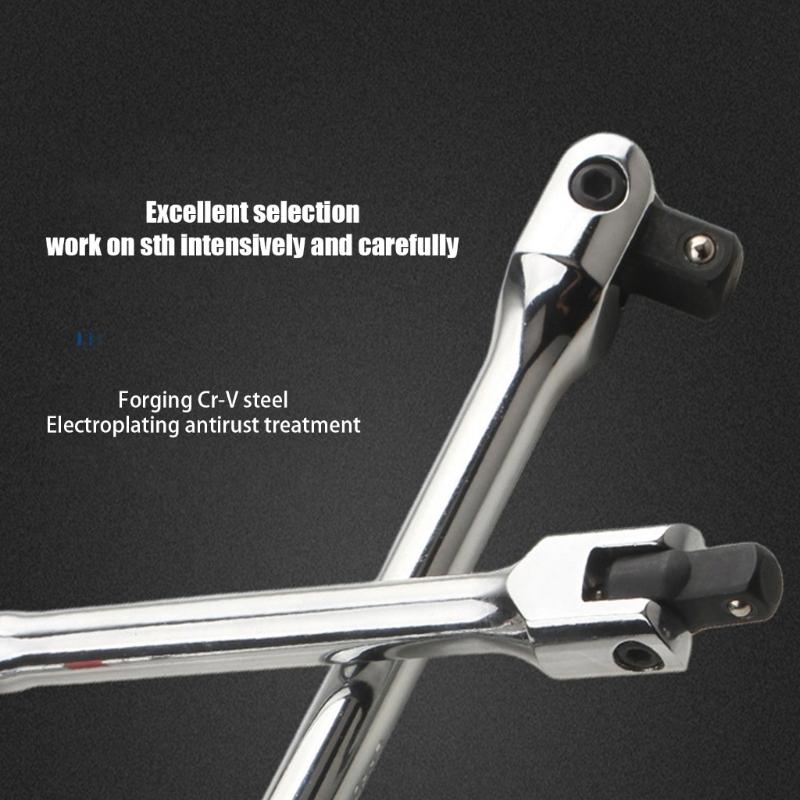 Pack of 3 Professional Breaker Bar Set 6in 10in 15in Heavy Duty Chrome Steel Hand Tool For Automotive Repair
