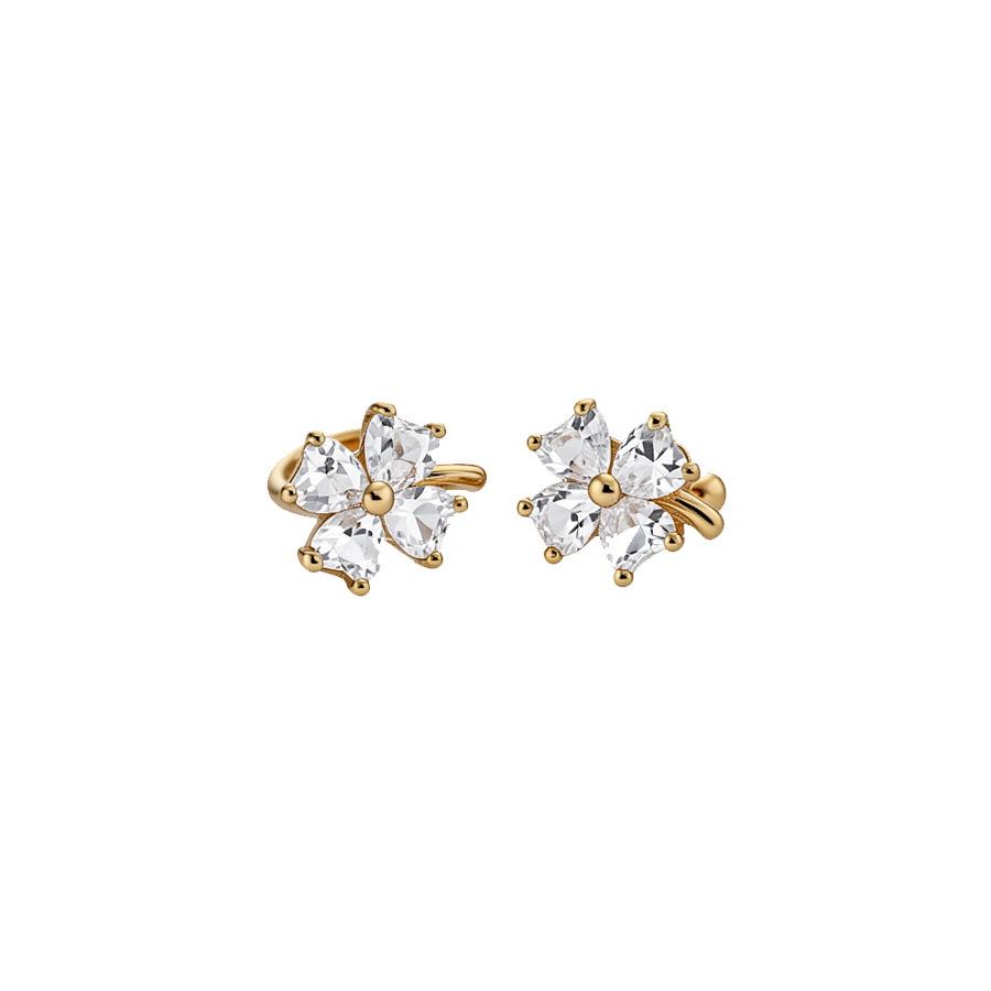 Zircon Clover Flower Ear Clip: Luxurious, No-Piercing Cartilage Earring for Women