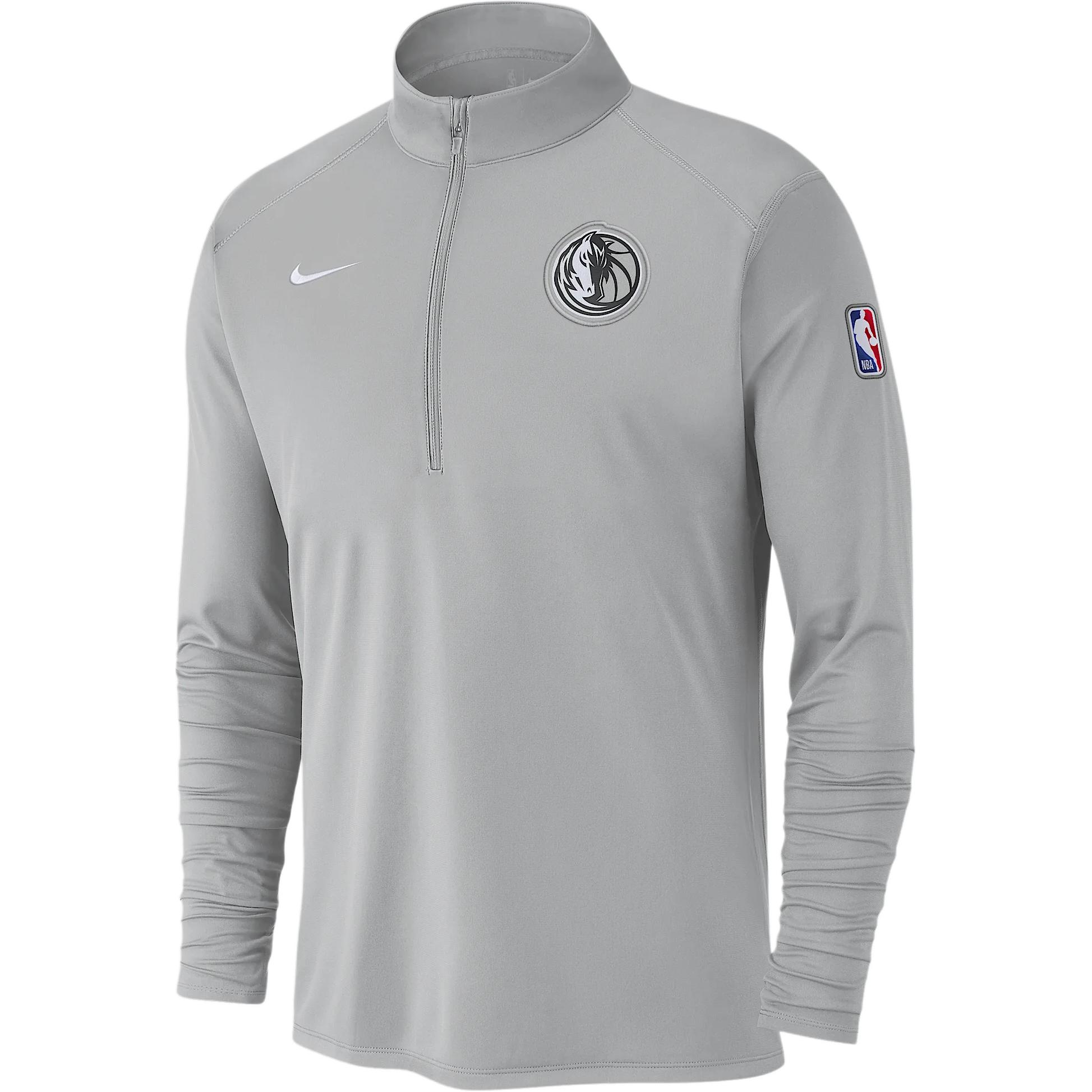 

Nike Сезон 2024-2025 НБА Разминочная тренировка Dallas Mavericks Игровая версия Поло на молнии до половины Влагоотводящая футболка с длинным рукавом Мужские топы Серебристый HF3906-007 L