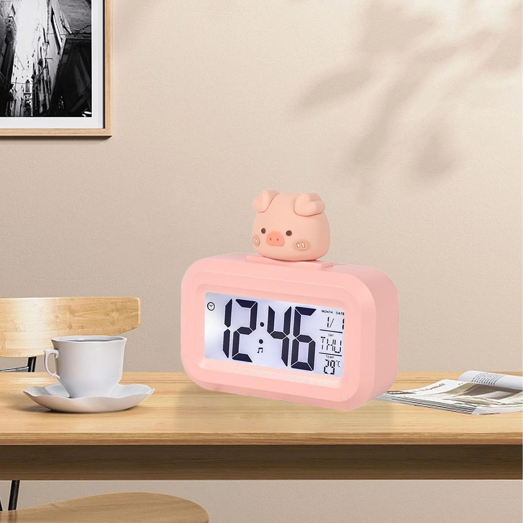 Electronic Clock Cute Cartoon LED Screen Desktop Electronic Alarm Data Time Calendar Temperature Clock