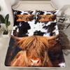 Homewish Highland Cattle Fitted Sheet Twin,Cow Fur Bedding Set 2pcs for Kids Teens Adult Room Decor,Farmhouse Animals Cowhide Bed Cover Black White