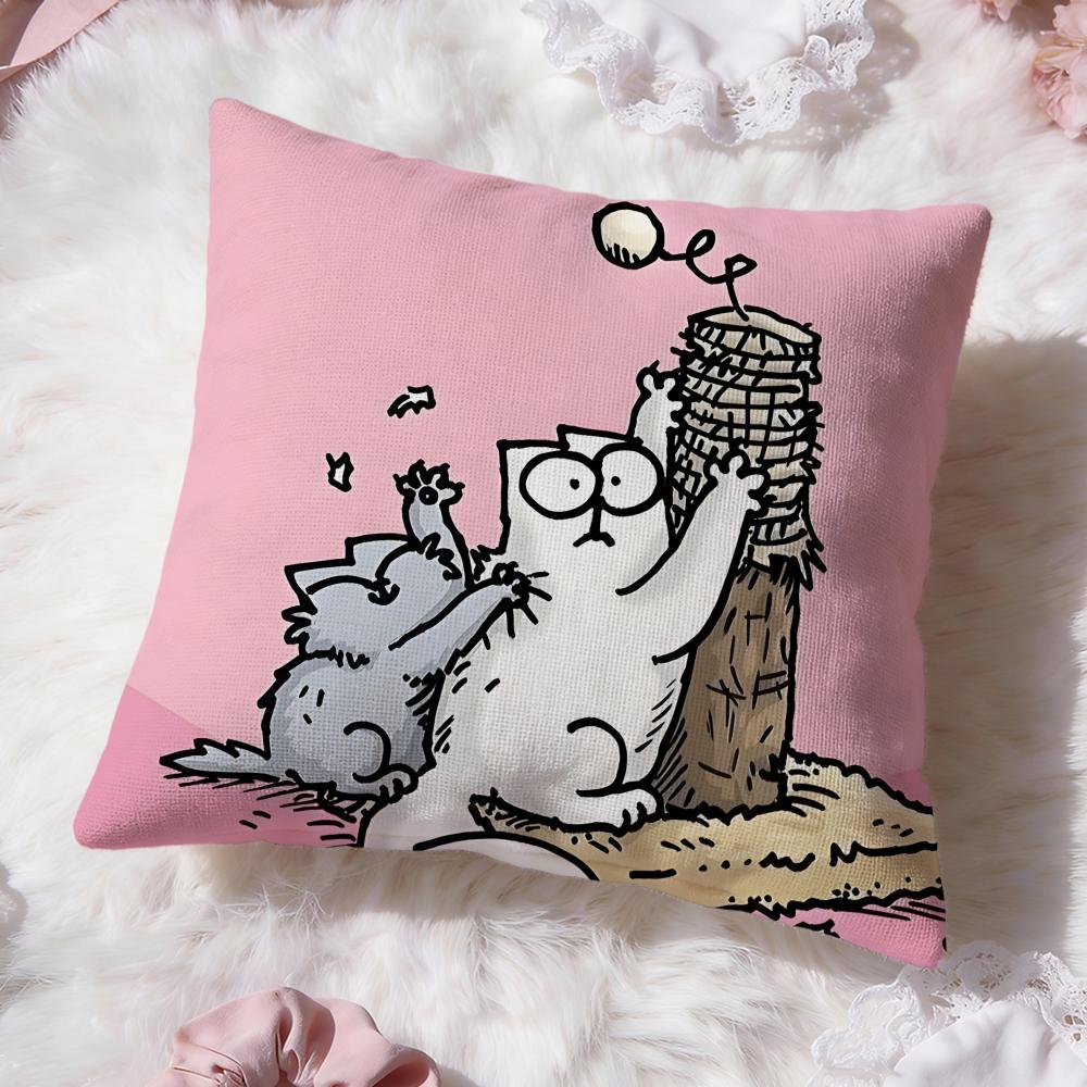 Süße Anime S-Simons Katze Kissenbezug Premium Komfort Wendbare Kissenhülle -Zwei in Einem Design für Jeden Raum & Autoinnenraum