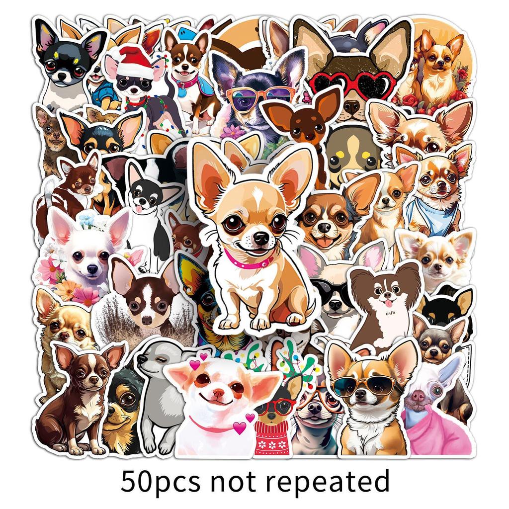 Chihuahua Stickers: 50 Cute Hand-Painted Puppy Decals for Journals, Cards, and Milk Tea Cups