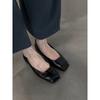 Sheepskin version~ black retro thin leather comfortable flat shoes women's minimalist square head one pedal small single shoes