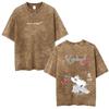 Gewaschenes Vintage Anime Vagabond Miyamoto Musashi Kirschblüten Grafik T-Shirt Herren Damen Lässiges Oversized T-Shirt 90er Jahre Streetwear