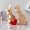 Bunny Figurine Home Decor Hold Heart Table Centerpiece Wooden Rabbit Home Decoration Rustic Home Decoration Farmhouse Table Sign