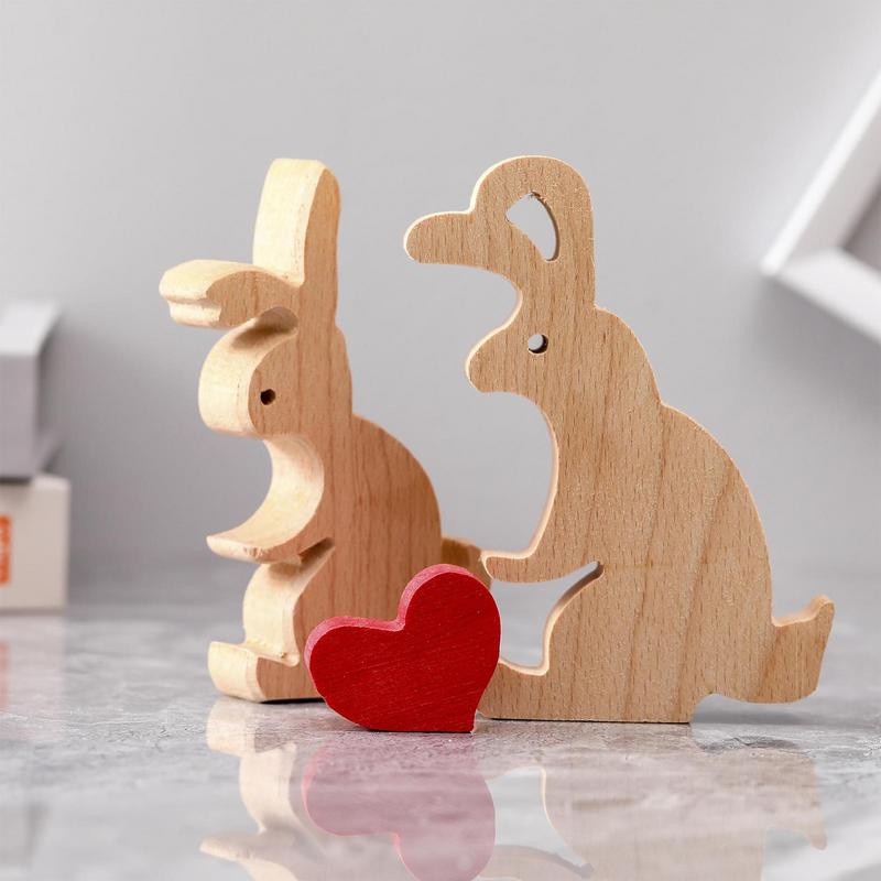 Bunny Figurine Home Decor Hold Heart Table Centerpiece Wooden Rabbit Home Decoration Rustic Home Decoration Farmhouse Table Sign