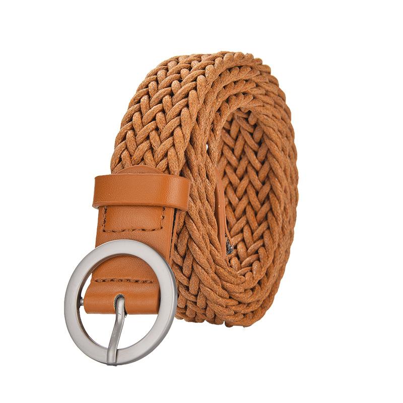 Wax Rope Woven Belt Women'S Non-Porous Belt Dress Jeans Belt