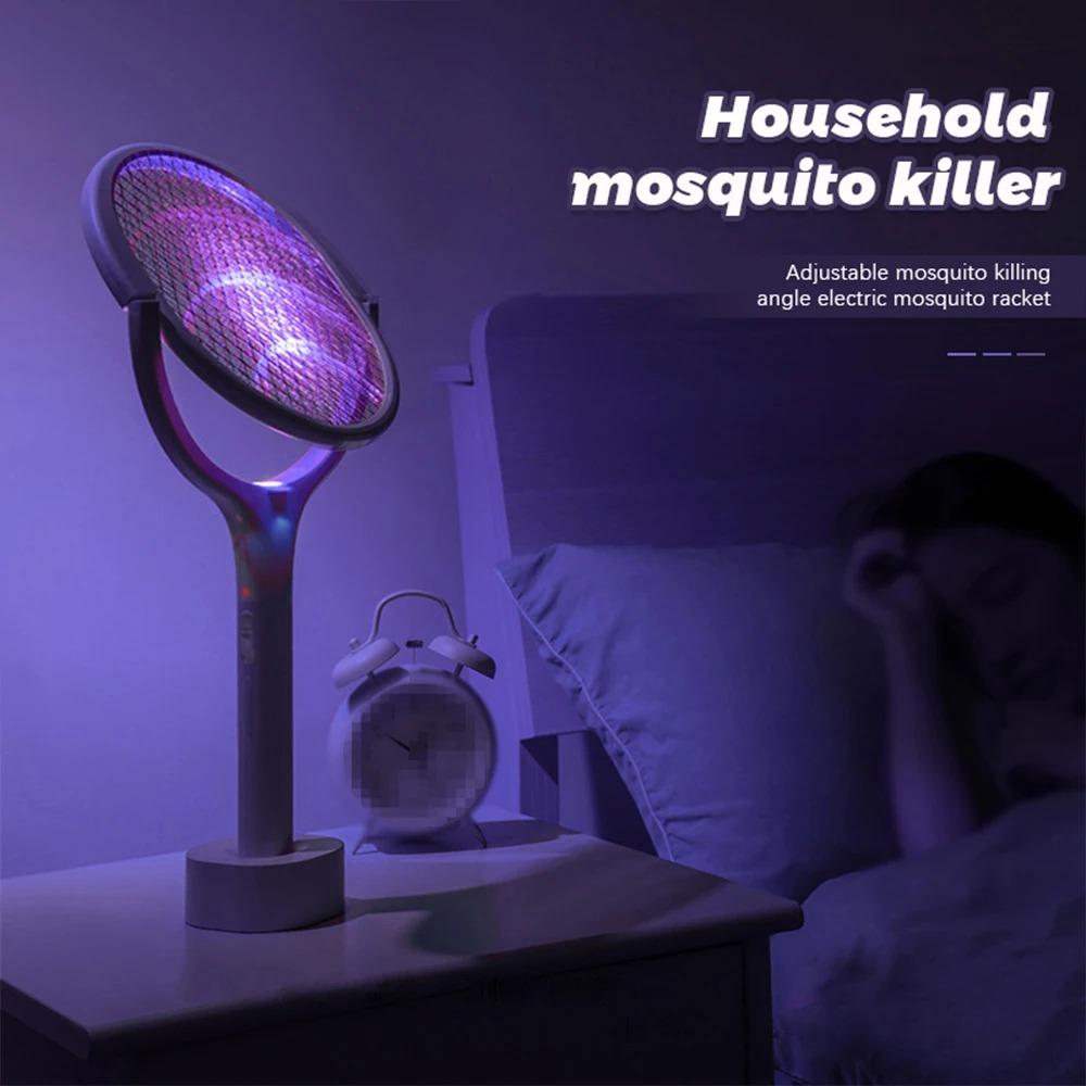 3500V Electric Mosquito Racket Mosquito Swatter With Extension Rod USB Rechargeable Angle Adjustable Mosquito Killer Lamp