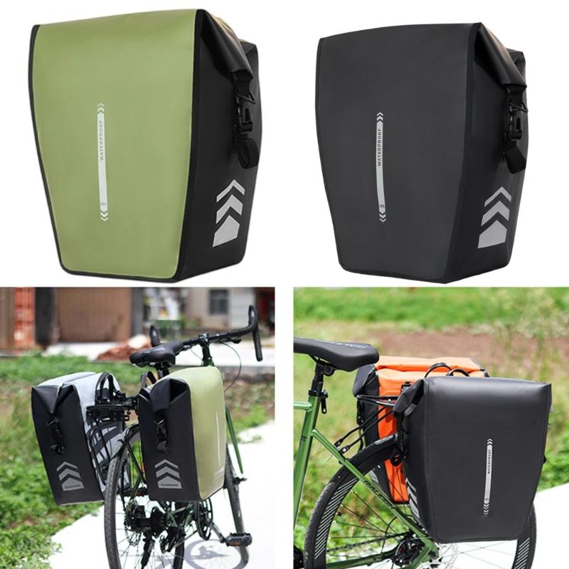 Water Resistant Bicycles Commuting Bag Double Side Saddles Bag with Reflective Trim Luggage Carriers Panniers Bag
