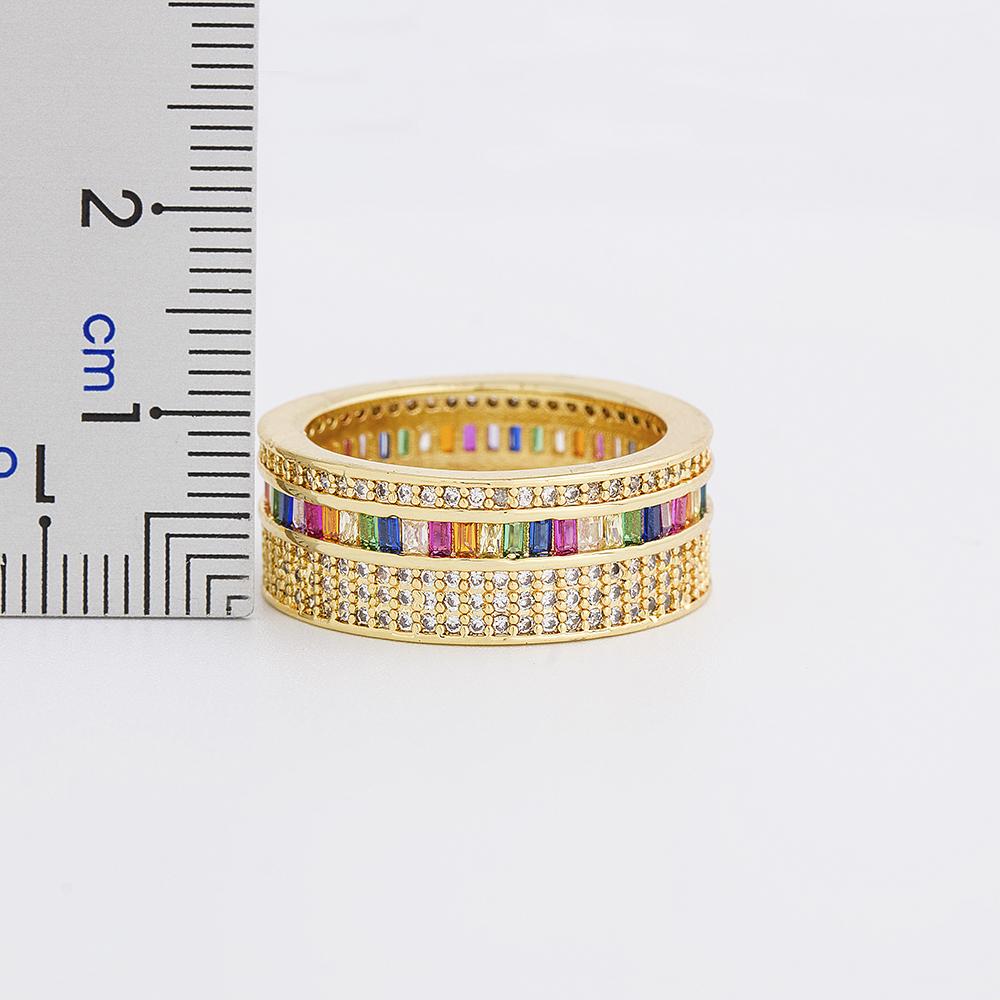 Nidin New Geometric Luxury Boho Rainbow Copper Cubic Zirconia Ring For Women Charm Crystal Rings Fine Party Wedding Jewelry