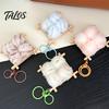 Soft Fermented Bean Curd Pendant Plush Keychain, Fluffy Doufu Bag Charm with Keyring, Backpack Handbag Purse Decoration Accessories