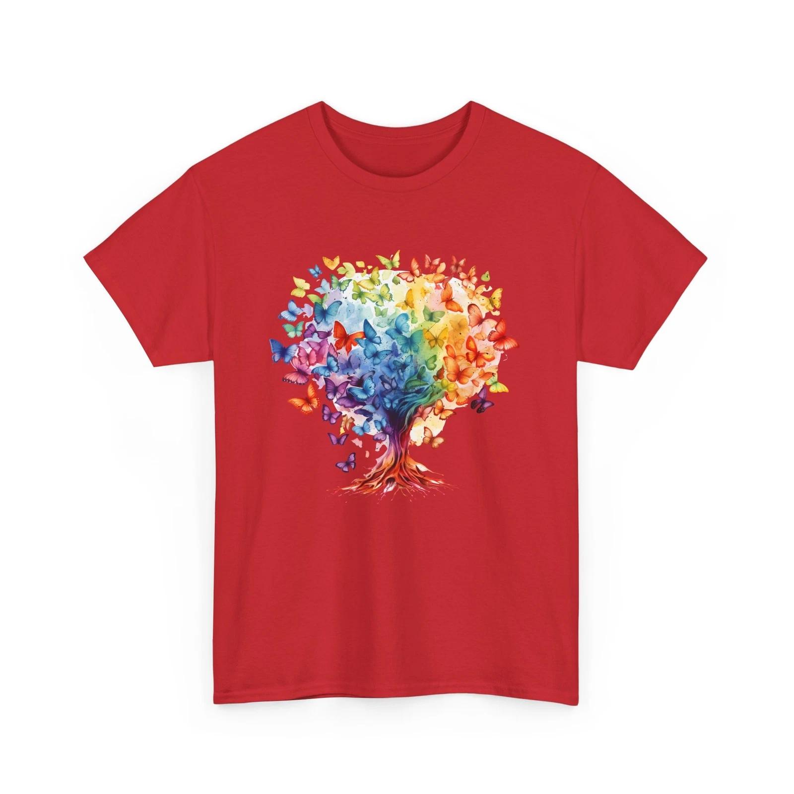 Autism Awareness Rainbow Butterfly Tree Butterfly Graphic Tee Women’s Shirt 4XL