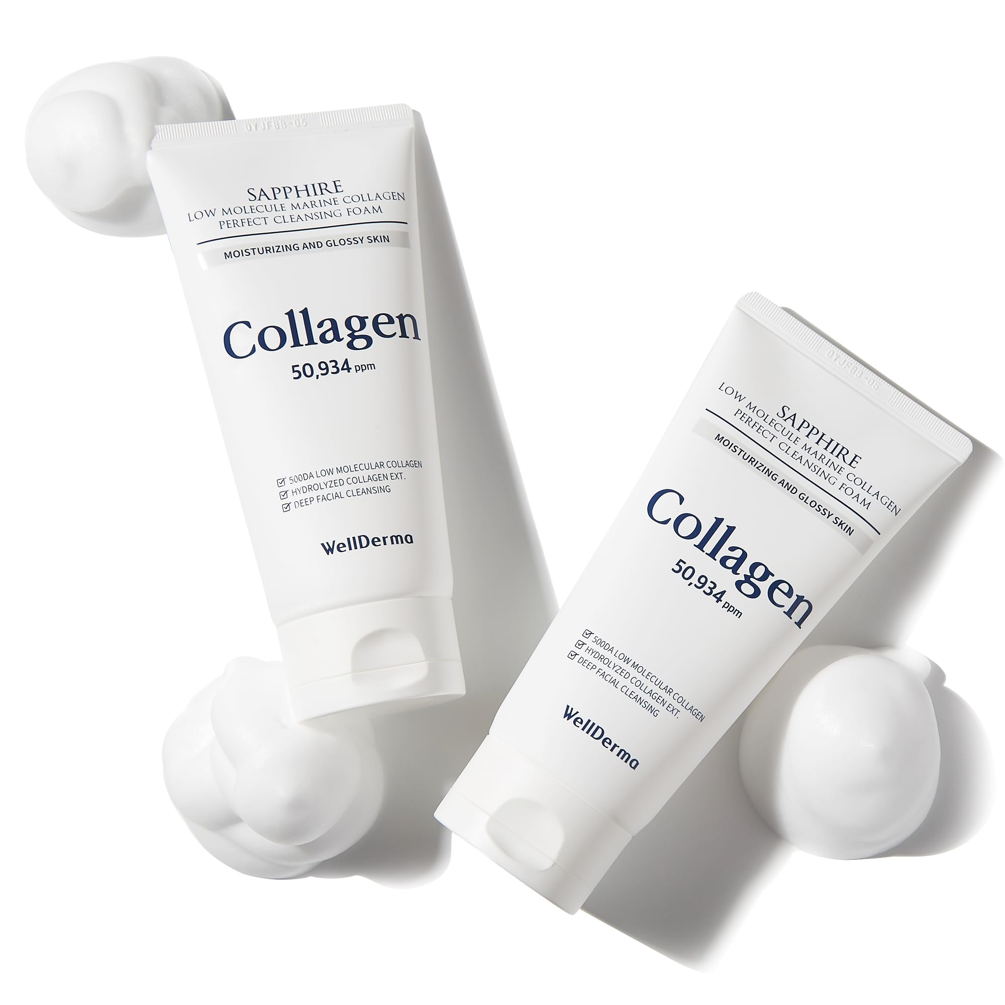 

wellderma Sapphire низкомолекулярная морская коллагеновая очищающая пенка для лица 150 г [Wellderma Official]
