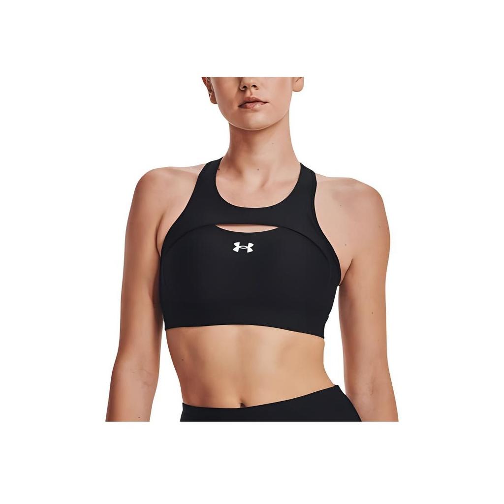 Under Armour Solid Logo Print Multi-Layer Medium Intensity Sports Tank Top Women Tops Black 1374528-001