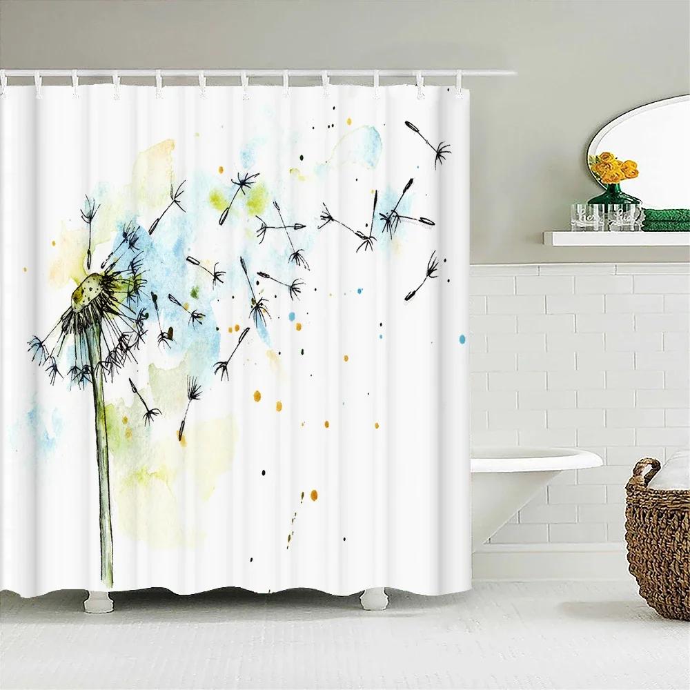 Dandelion Natural Flowers Shower Curtains Waterproof Bathroom Curtain Bath Curtain High Quality With Hooks Shower Curtain