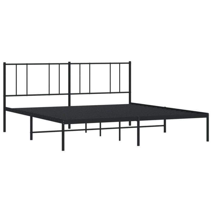 VidaXL Cadre de lit métal avec tête de lit noir 180x200 cm 352484