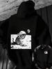 Space Cat Black Hoodie - Astronaut Kitty On the Moon Hoodie