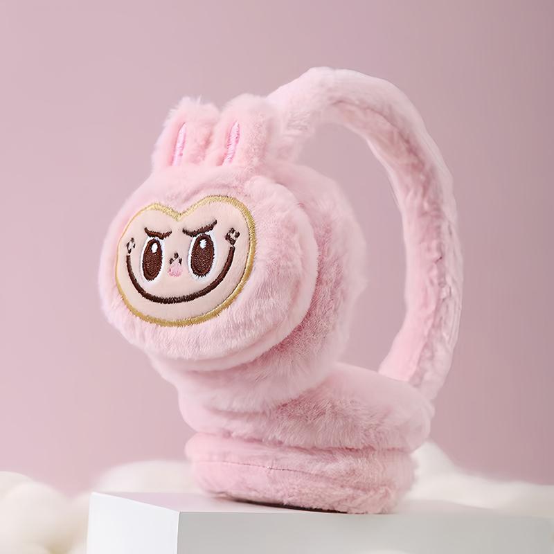

Прекрасные зимние теплые наушники-грелки для ушей Labubu, плюшевые наушники для женщин, игривые наушники для девочек, защита от холода, теплые розовый