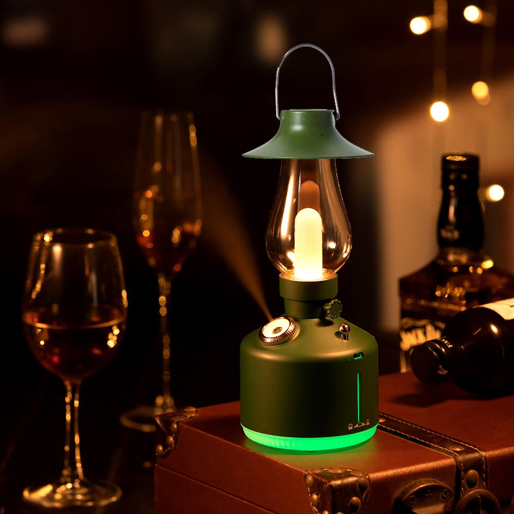 2026 New Retro Hat Style Kerosene Lamp Humidifier for Bedroom, Desktop, Outdoor & Camping Aromatherapy.
