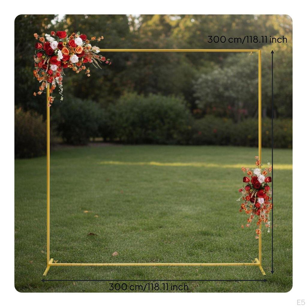 Square Metal Arch Frame Reusable Gold Wedding Backdrop Stand Easy Assembly