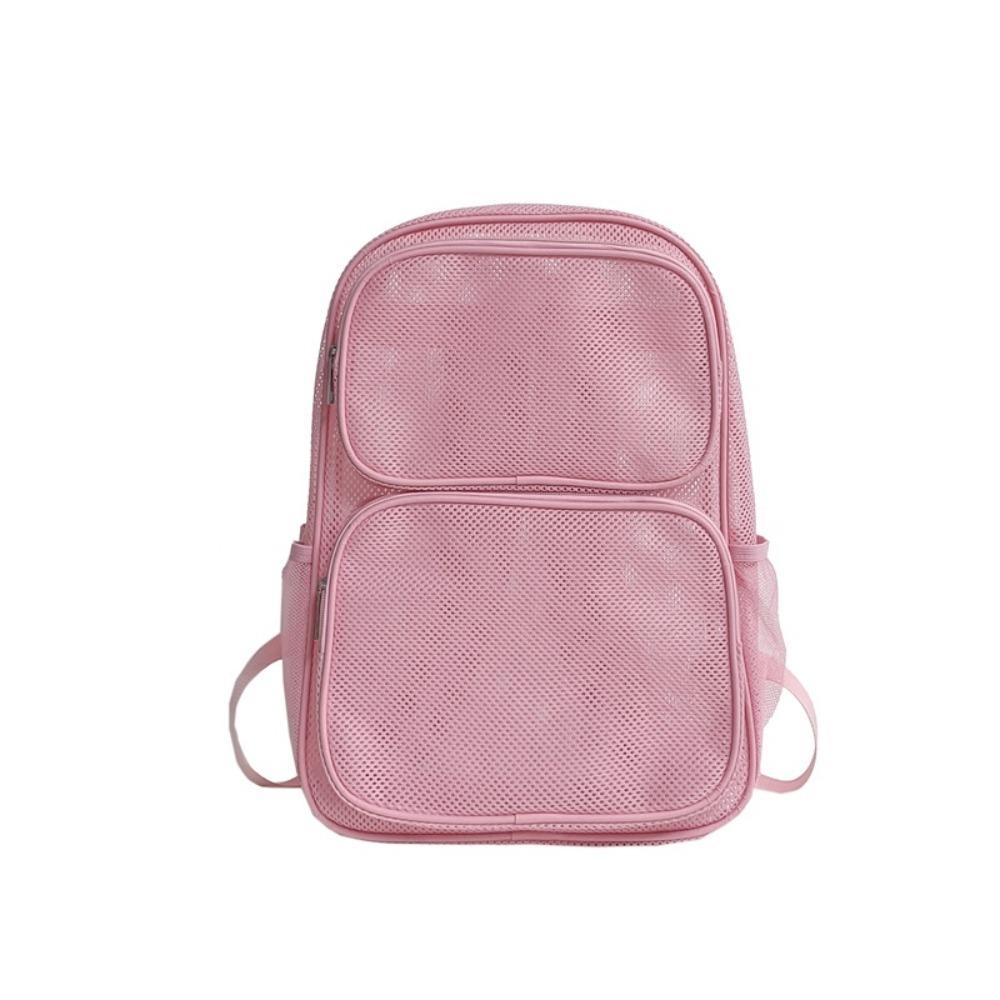 New Large Capacity Mesh Backpack Simple Breathable Mesh Travel Rucksack Summer See Through Beach Bag